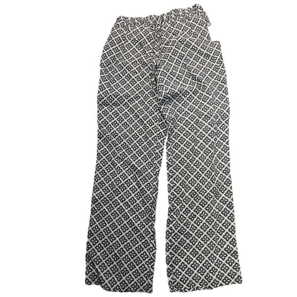 Charter Club Luxury Linen Pants Size XS High Rise Wide Leg Print Drawstring New - Picture 2 of 12